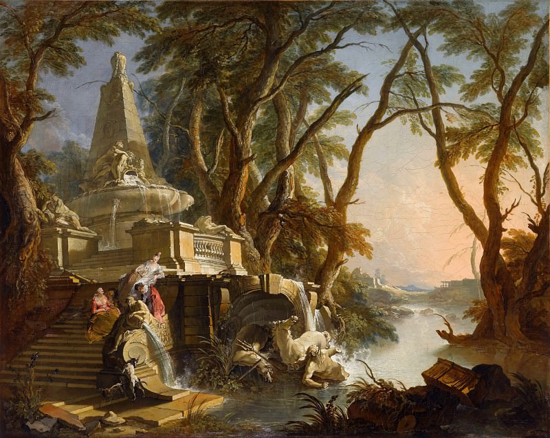 Лажу, Жак де (1687-1761) -- Пейзаж с рекой. часть 1 Лувр