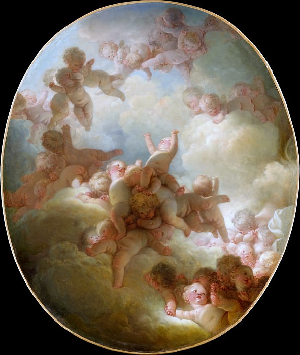 Jean-Honoré Fragonard -- Swarm of Cupids (Essaim d’Amour). Part 1 Louvre