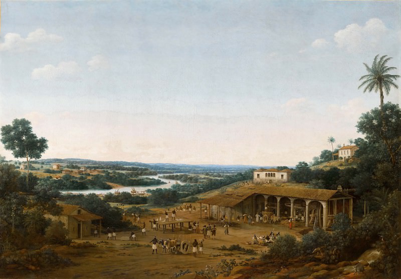 Frans Post -- A sugar mill turning on a small river. Part 1 Louvre