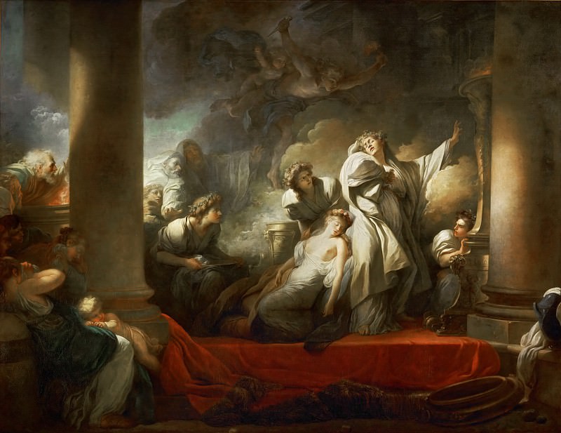The grand priest Coresus sacrifices himself to save Callirhoe. Jean Honore Fragonard