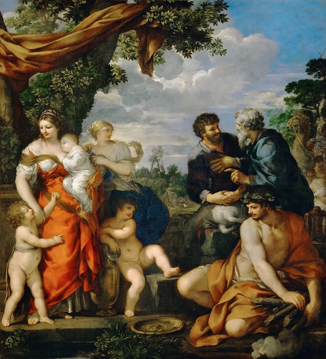 Пьетро да Кортона (Пьетро Берреттини) (1596 Кортона - 1669 Рим) -- Соглашение Иакова и Лавана. часть 1 Лувр