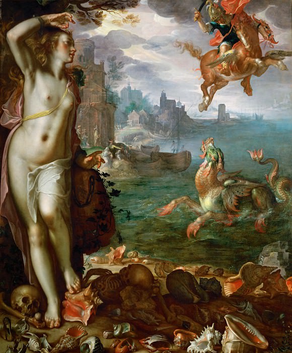 Perseus rescues Andromeda. Joachim Wtewael