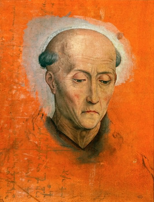 Memling, Hans -- Study for the head of Saint Benedict (480-547) painted for the altar of the Morel family of Bruges. Inv. 200 53. Part 1 Louvre
