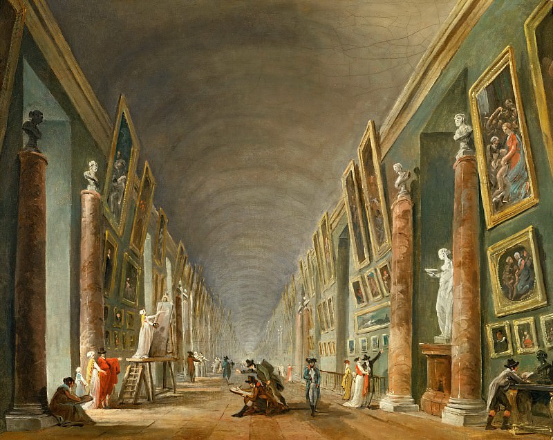 Robert, Hubert -- La Grande Galerie du Louvre entre 1801 et 1805-The great gallery of the Louvre between 1801 and 1805. Oil on canvas, 37 x 46 cm. RF 1964-34. Part 1 Louvre