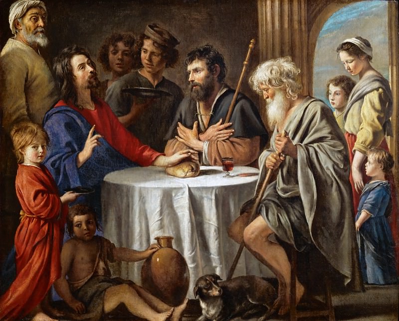 Antoine Le Nain (c. 1588-1648), Louis Le Nain (c. 1593-1648) or Mathieu Le Nain (1607-1677) -- Supper at Emmaus. Part 1 Louvre