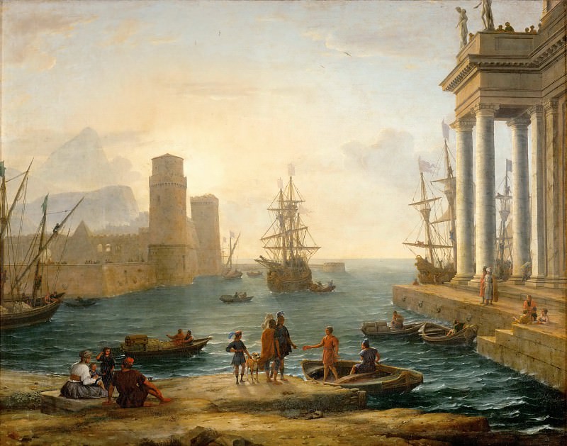 Claude Lorrain -- Seaport, Effects of Fog (Embarkation of Ulysses?). Part 1 Louvre